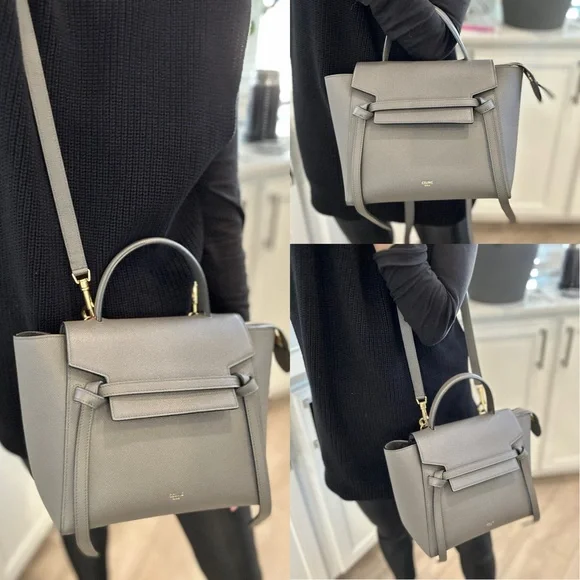 ❤️SOLD❤️ Auth CELINE Micro Grey Belt Bag in Grained Leather 9 x 8 IN - Picture 16 of 16